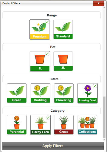 1. Extended Product 
Search Filters Screen